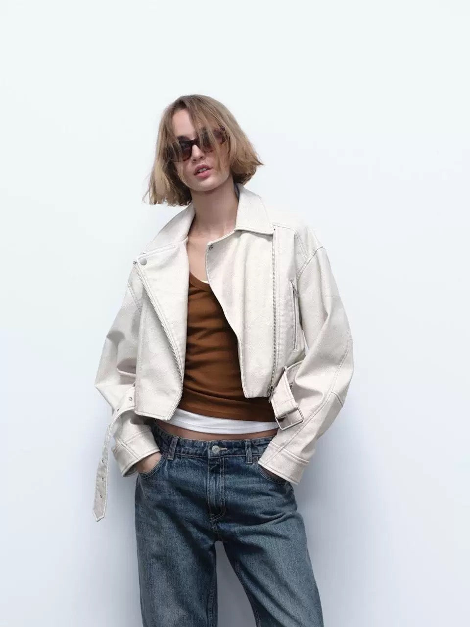 Cropped Lederjacke