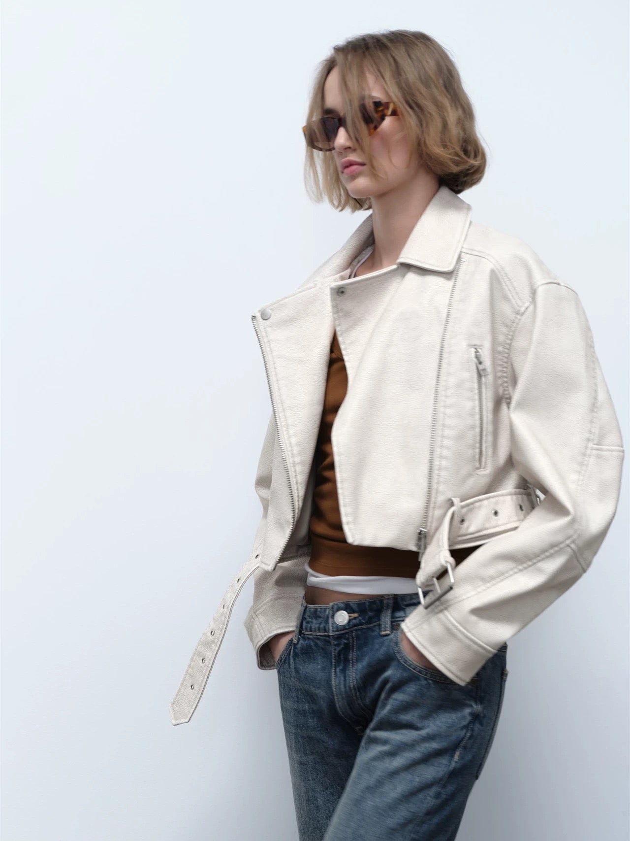 Cropped Lederjacke